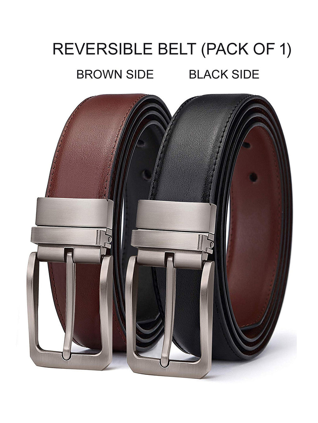 PakkaLook Reversible Leather Belt for Men | 2-in-1 Brown & Black TPU Leather