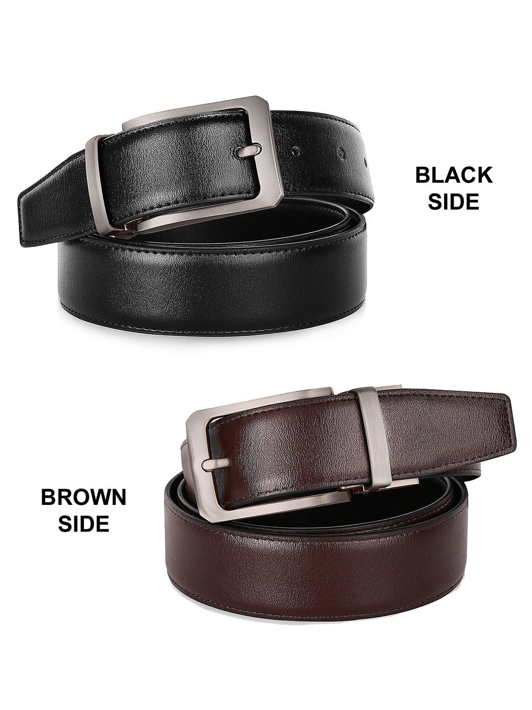 PakkaLook Reversible Leather Belt for Men | 2-in-1 Brown & Black TPU Leather