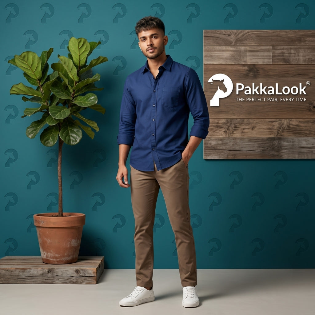 Navy Blue Plain Oxford Cotton Shirt — 160 GSM