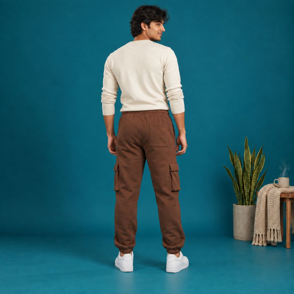 Chocolate Brown Heavyweight Fleece Joggers for Men