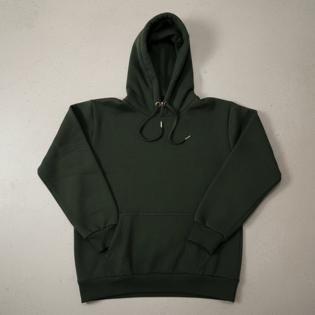 Army Green Hoodie & White Jogger Combo | Heavyweight Winter Outfit for Men