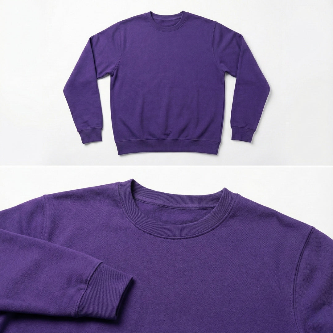 Wine Purple Sweatshirt & Jet Black Jogger Combo | Heavyweight Winter Outfit for Men