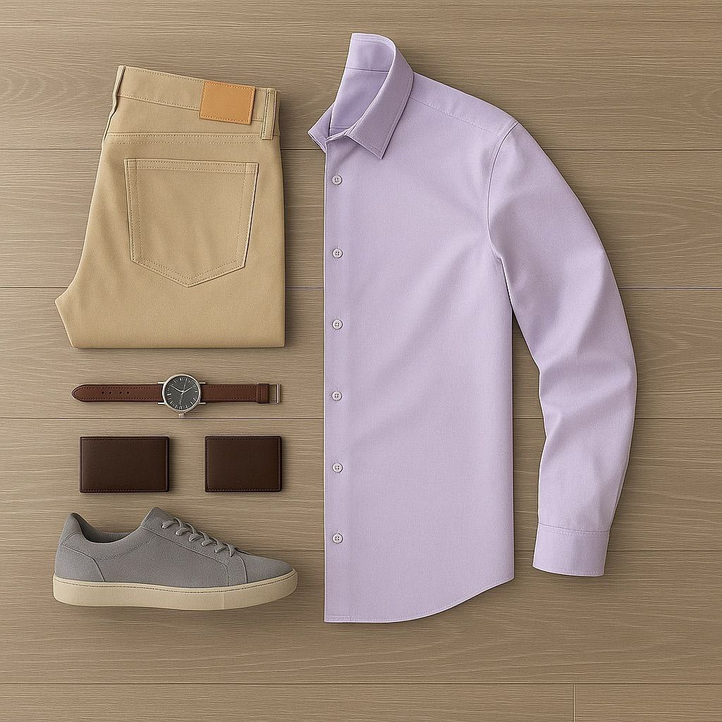 Lilac Shirt + Sand Chinos Set